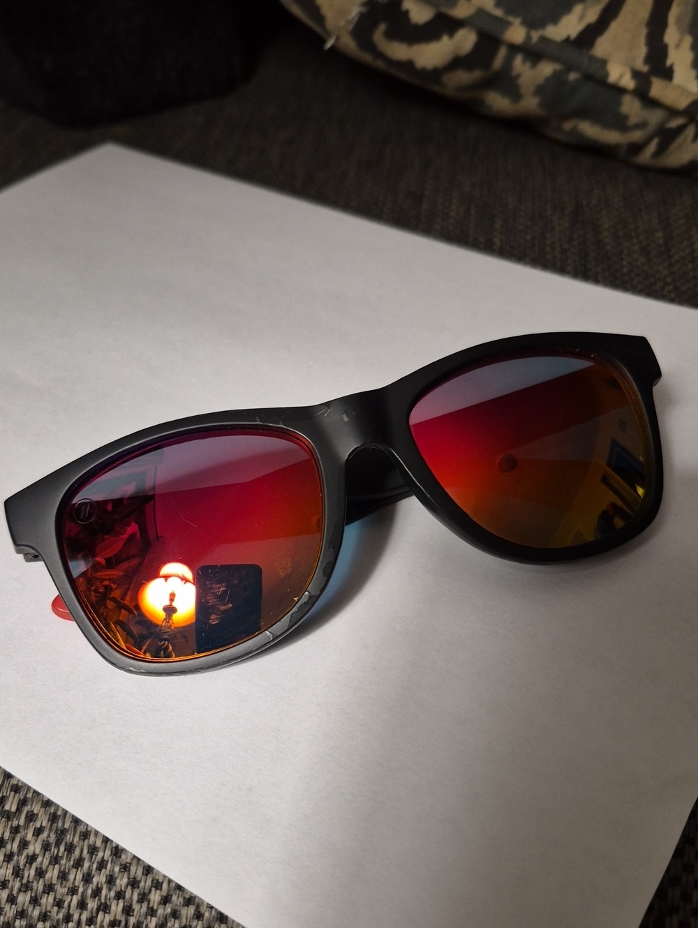 Blenders "Firestorm" Men's Black Frame Sunglasses with Red Mirrored Lenses